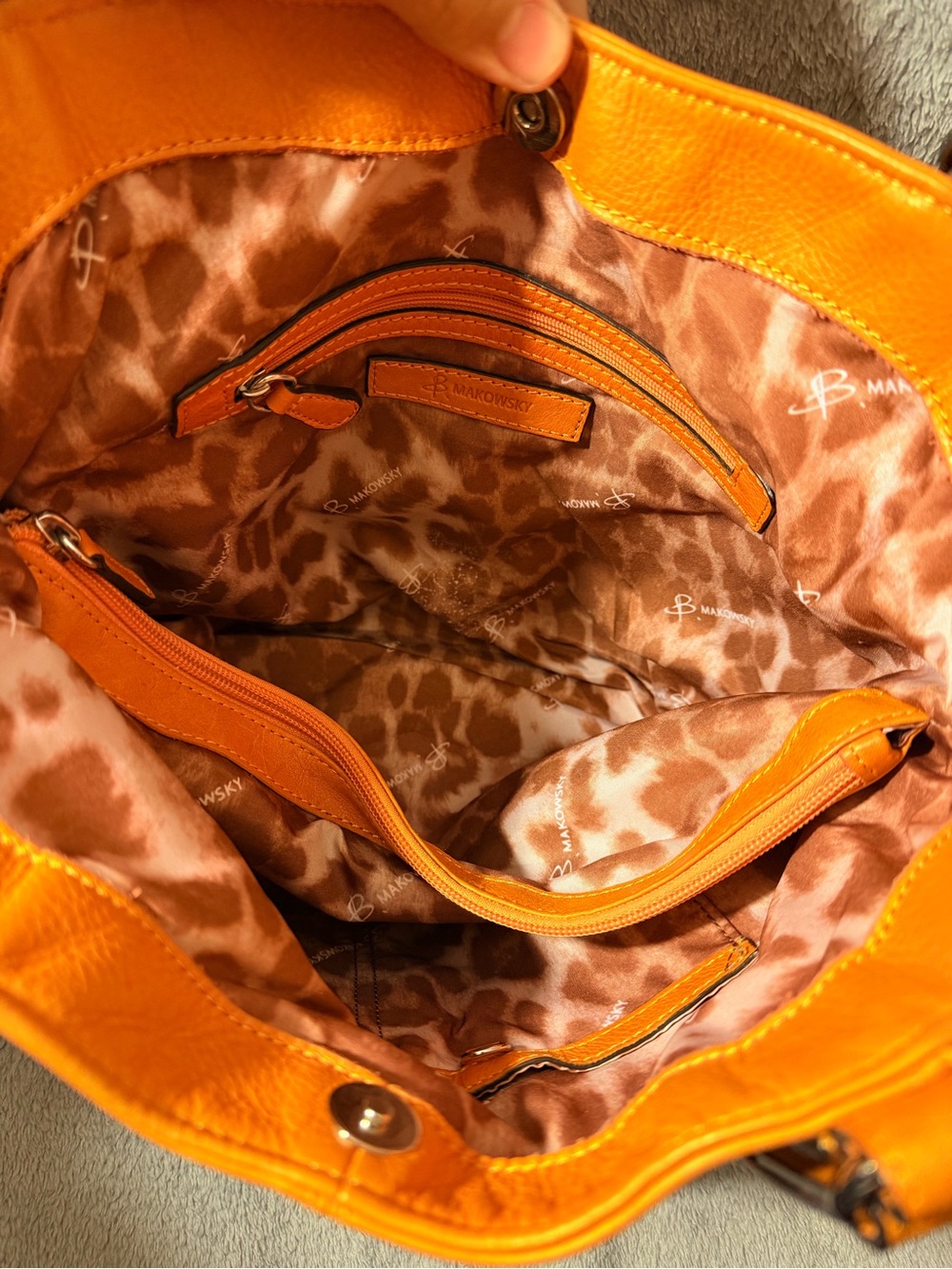 b. makowsky Orange Leather Shoulder Bag - Picture 8 of 8